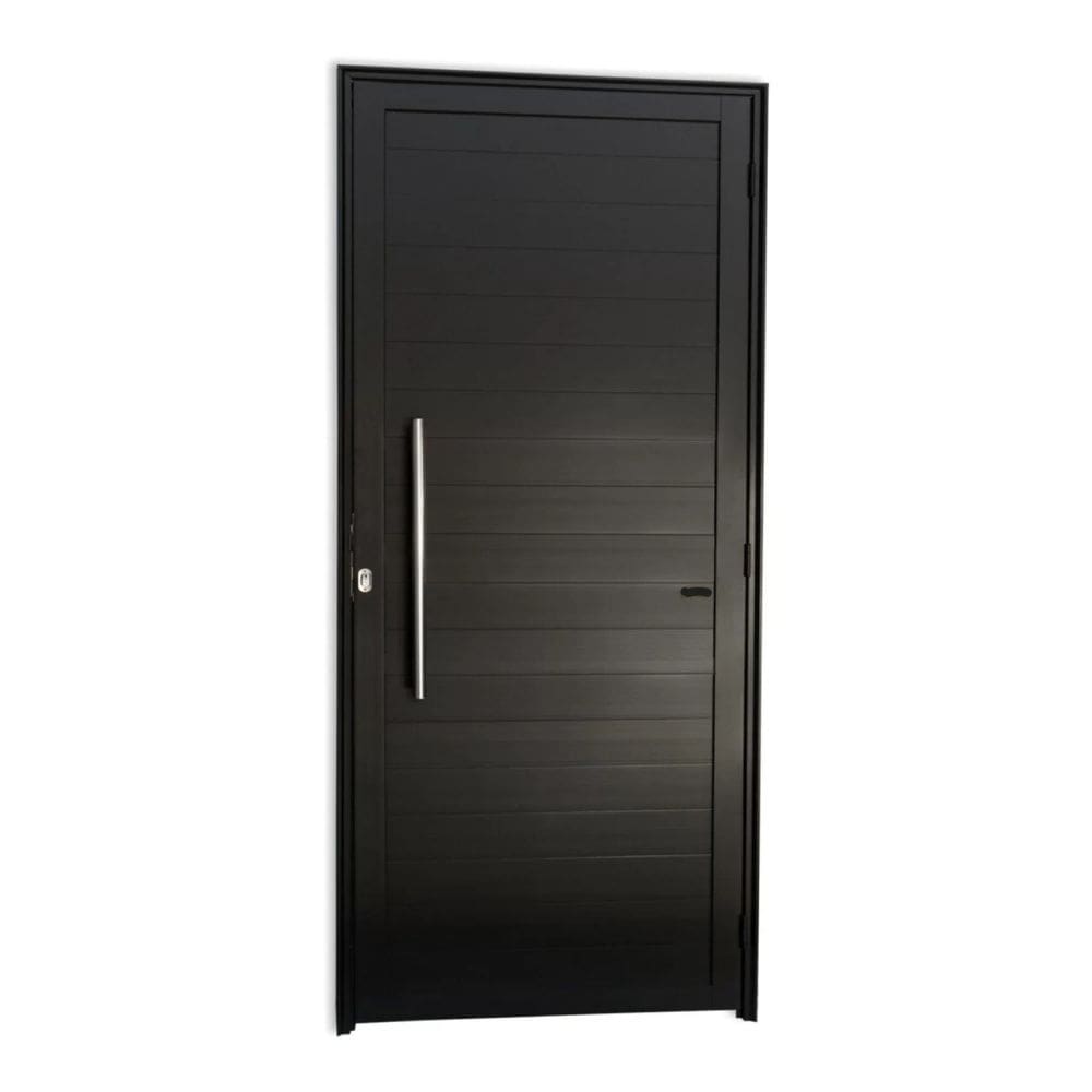 Porta Lambril 2,10x60 lado ESQUERDO L-25 no alumínio preto c/puxador redondo