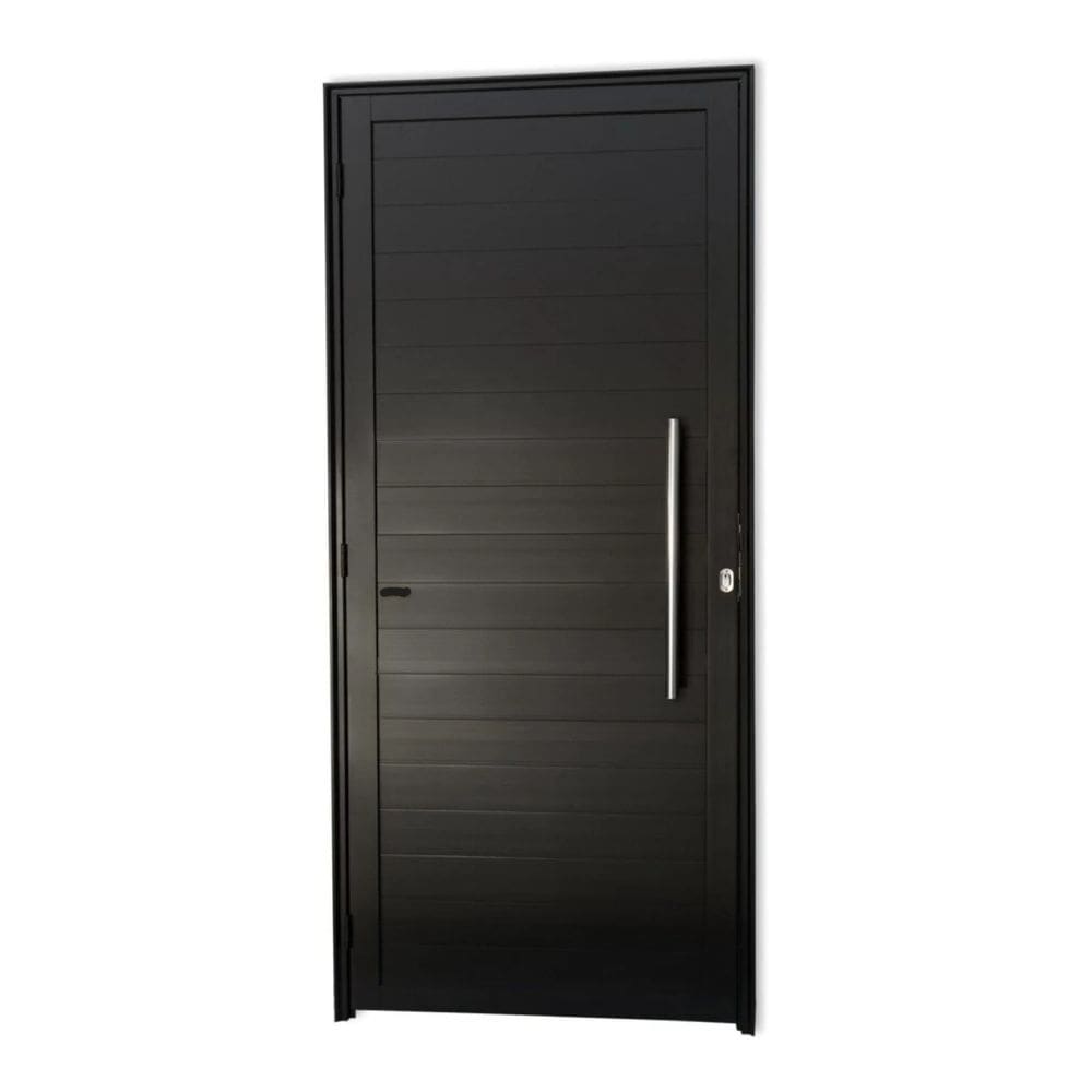 Porta Lambril 2,10x90 lado DIREITO L-25 no alumínio preto c/puxador redondo
