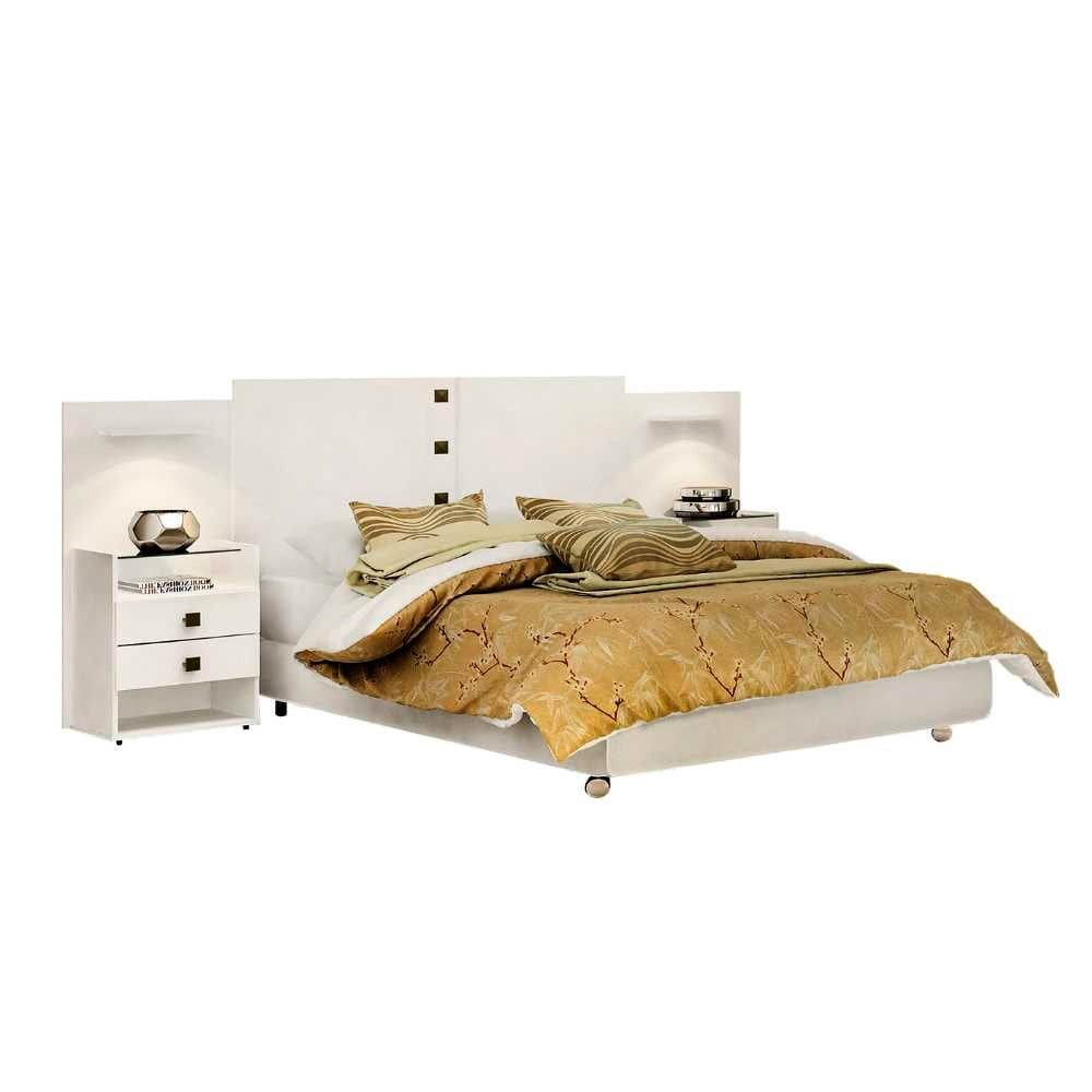 Cabeceira para Cama de Casal ou Queen Rubi com 2 Mesas de Cabeceira 100 MDF D Doro Móveis
