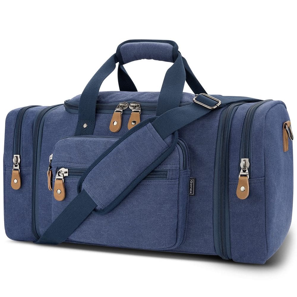 Mochila Gonex Canvas 60L expansível para viagens azul