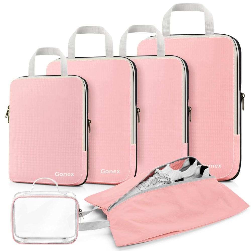 Cubos de embalagem de compressão Gonex expansíveis, conjunto de 6 peças, rosa