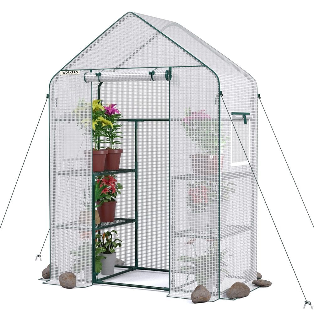 Estufa WORKPRO 56x28x77cm portátil com 3 prateleiras de nível 4