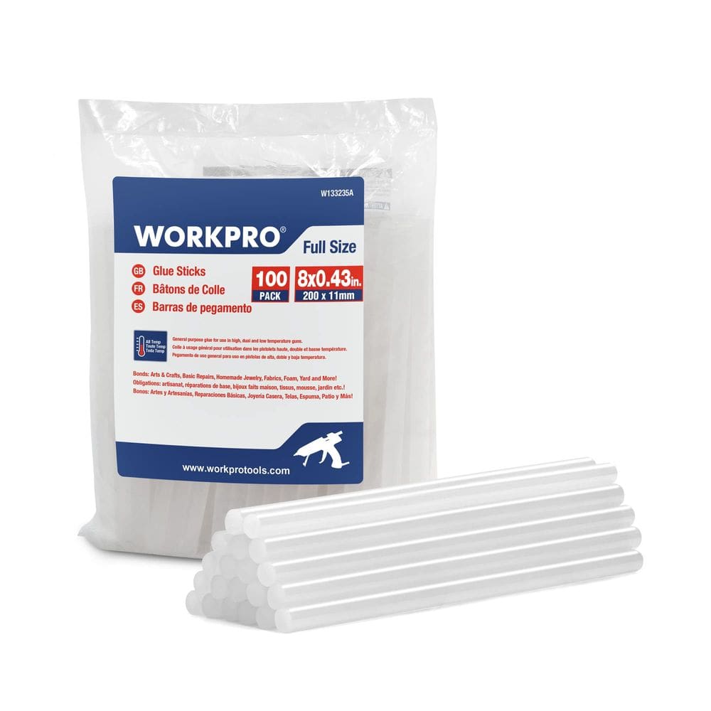 Bastões de cola quente WORKPRO em tamanho real, pacote com 100, 11x200mm