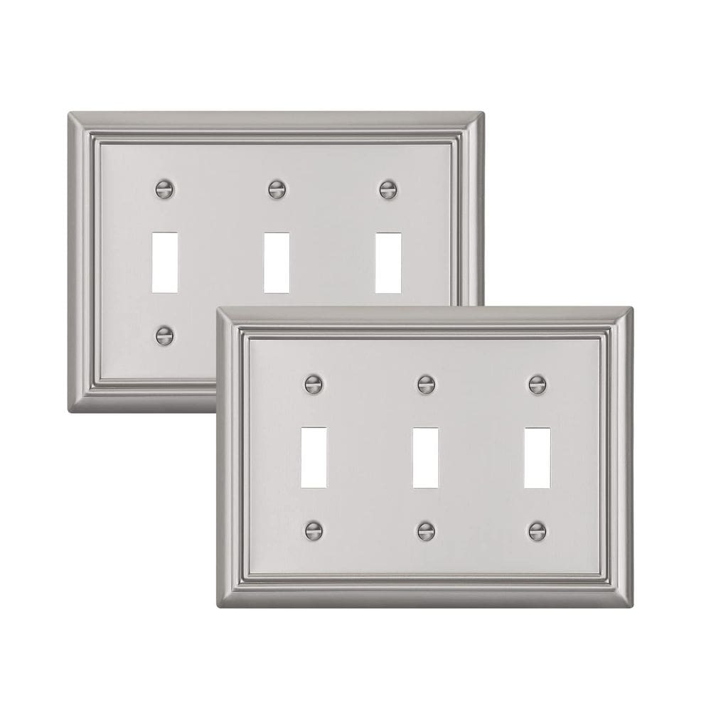 Placas de parede DEWENWILS Triple Toggle Brushed Nickel Metal x2
