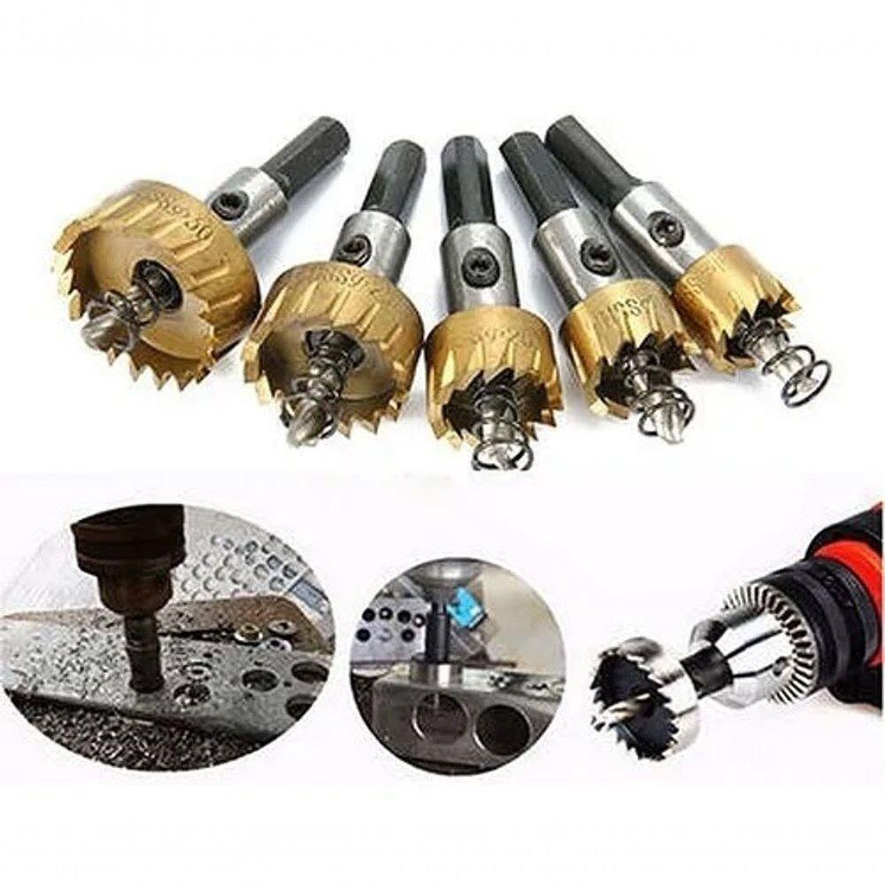 Kit 5 Brocas Serra Copo Metal Aço Ferro 16/18,5/20/25/30mm