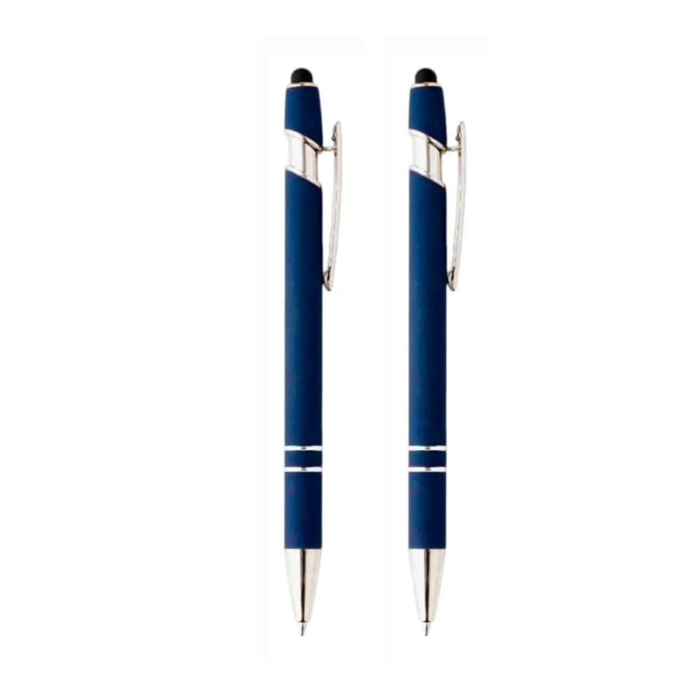 Kit Com 2 Unidades Canetas Touch Esferográfica Escrita Azul