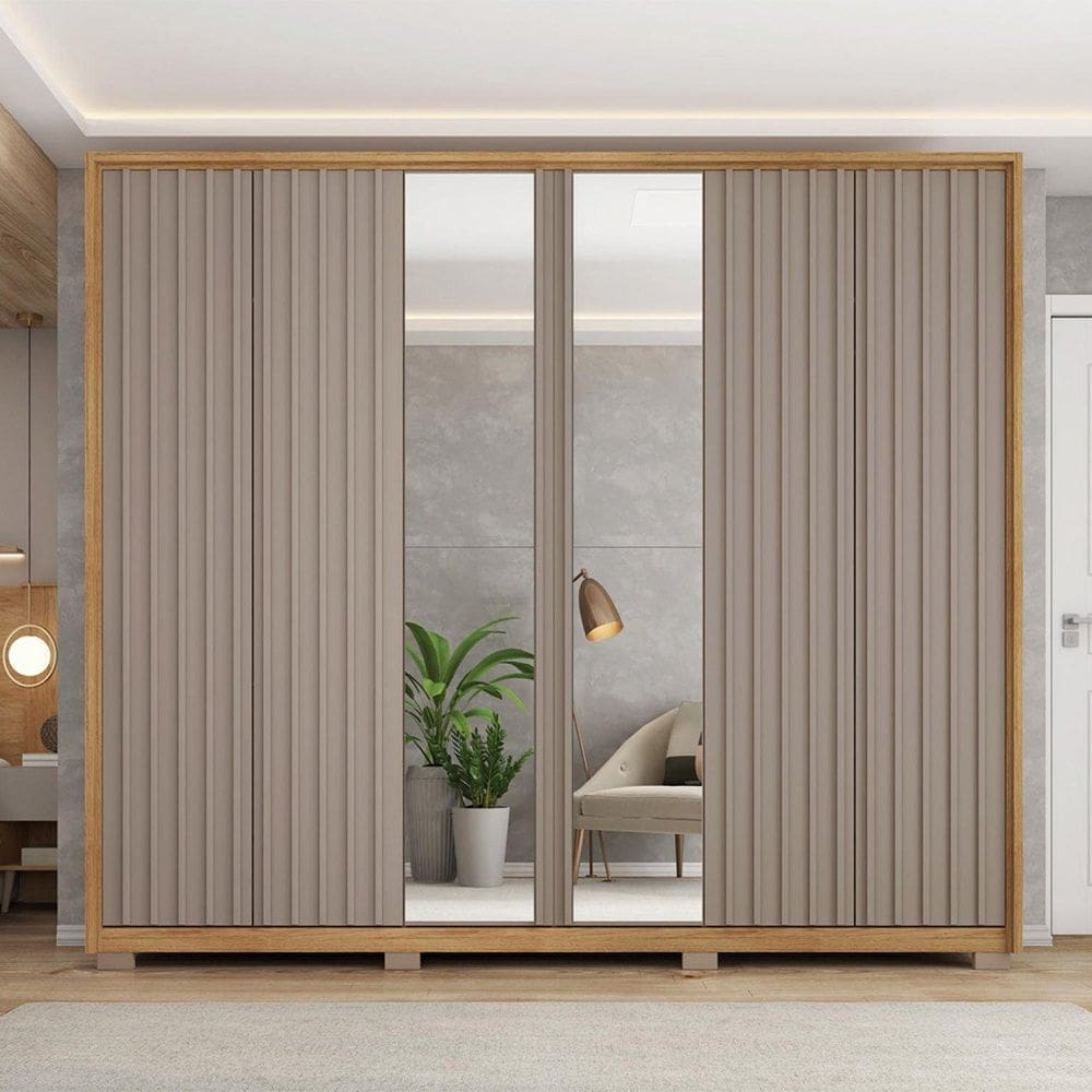 Guarda-roupa Casal 6 Portas 4 Gavetas com Pés Suburban Espresso Móveis Buriti/Cinza