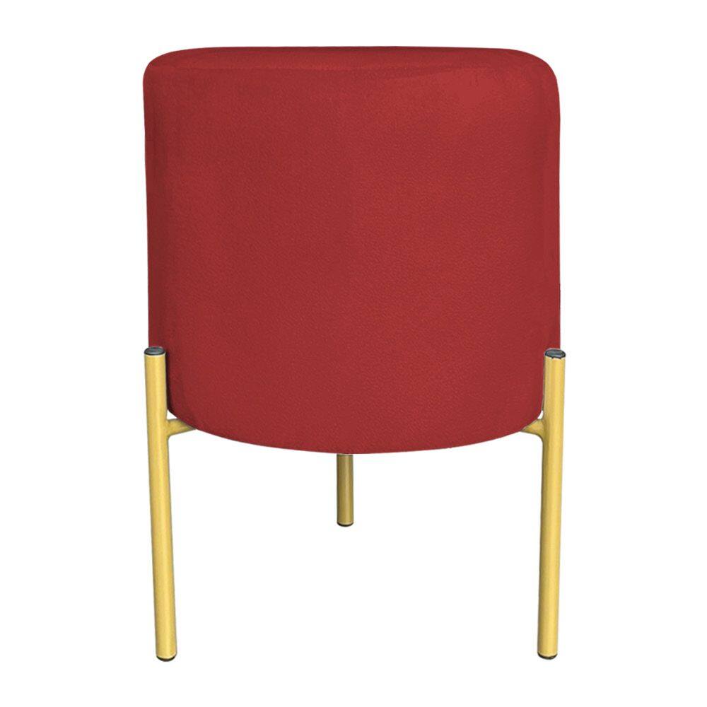 Puff Decorativo Soren Suede Pés de Ferro Dourado - Pallazio