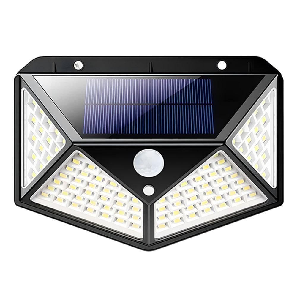 Luminária De Parede Luz Branca Recarregável Energia Solar Com Sensor De Presença - 100 Leds