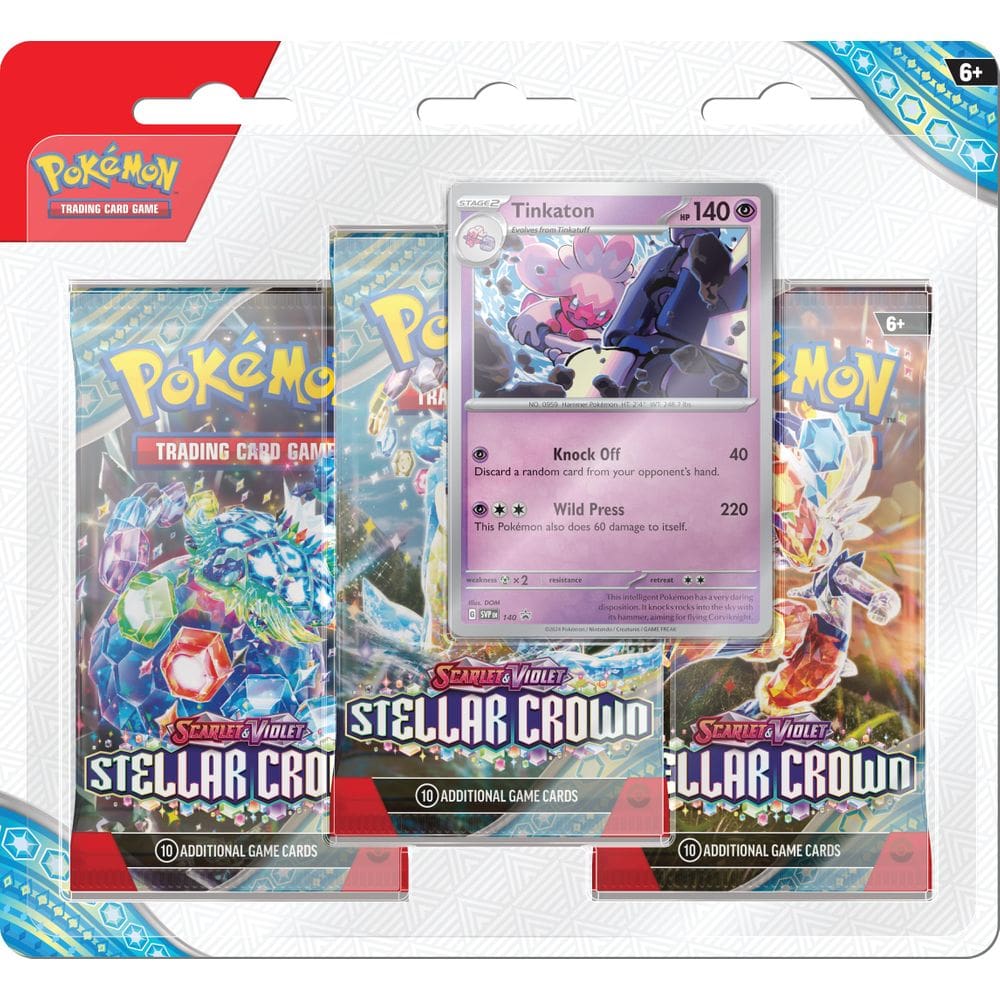Jogo de cartas colecionáveis Pokémon Scarlet & Violet, pacote com 3 blister