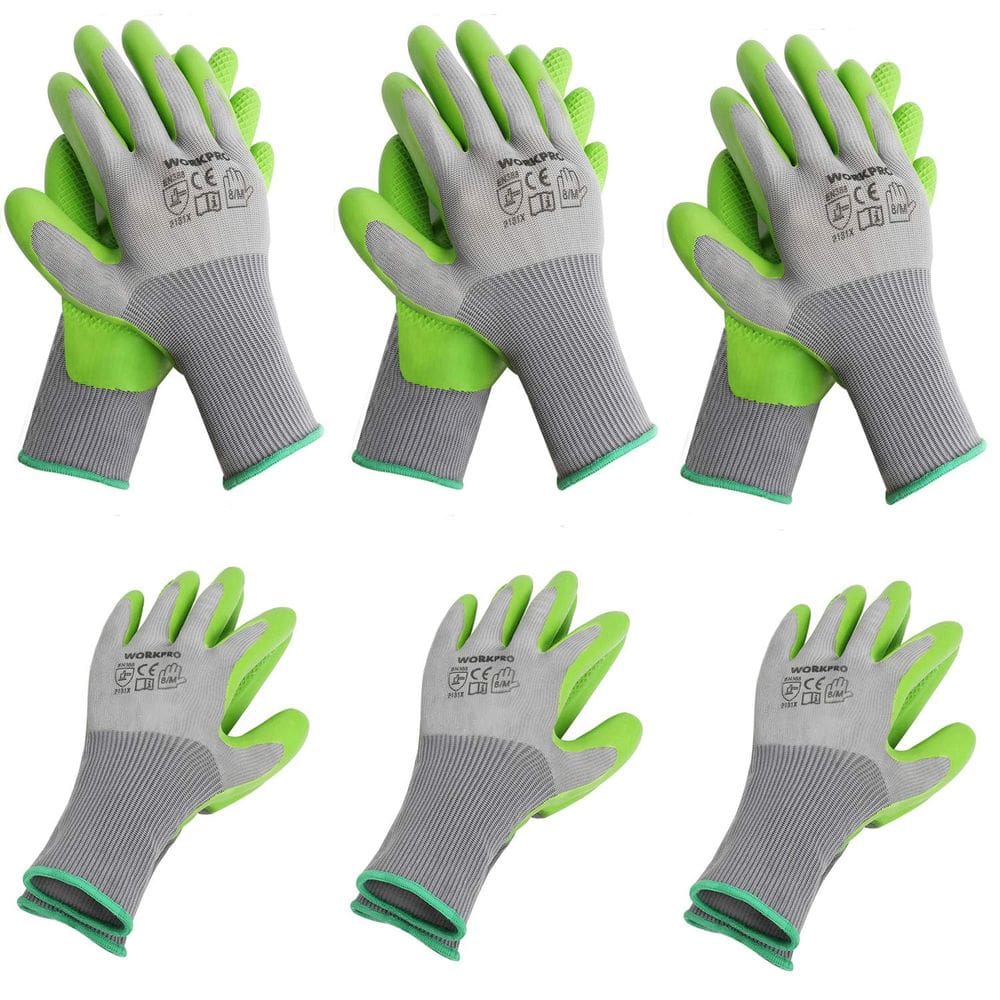 Luvas de jardim WORKPRO, 6 pares com revestimento ecológico de látex