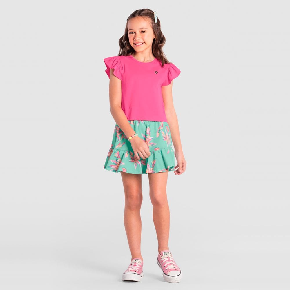 Conjunto infantil menina tropical Brandili