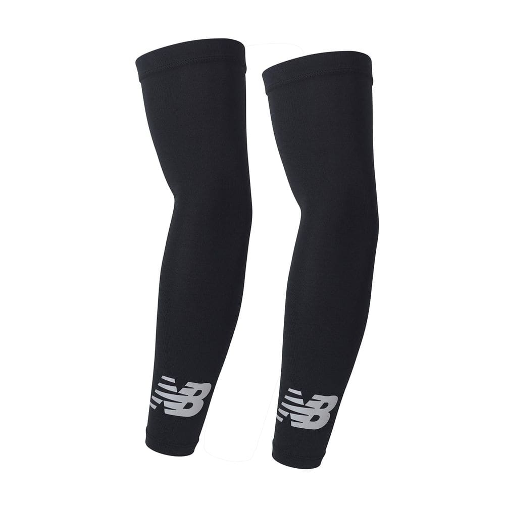 Mangas de compressão unissex para esportes ao ar livre New Balance, aquecedor de braço, pretas, grandes/GG (1 par)