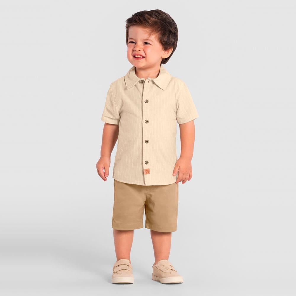 Camisa infantil menino em tricoline Mundi