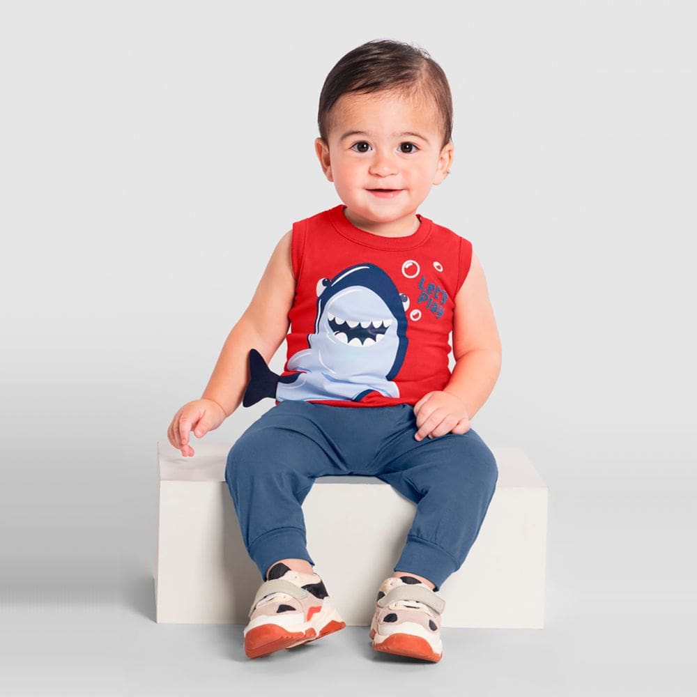 Regata bebê menino de tubarão Brandili Baby