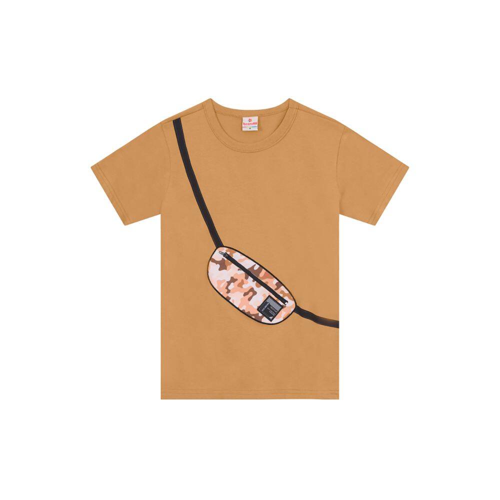 Camiseta infantil menino com aplique interativo de pochete Brandili
