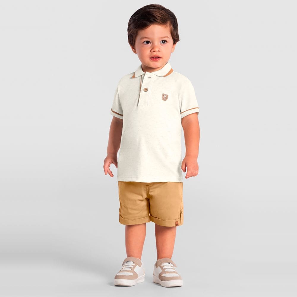 Camisa polo infantil menino em piquet comfort Mundi