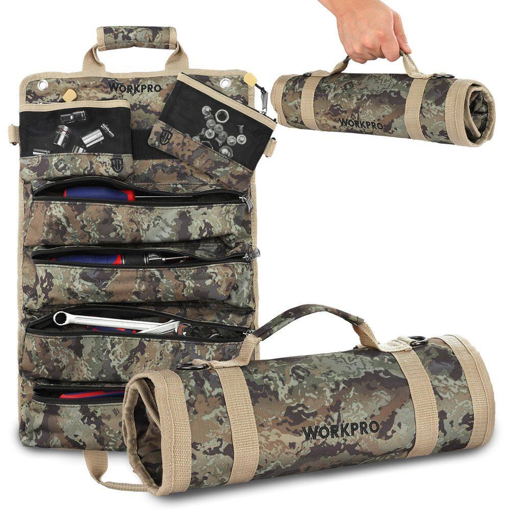 Bolsa de ferramentas enrolável WORKPRO com bolsas removíveis e 6 bolsos