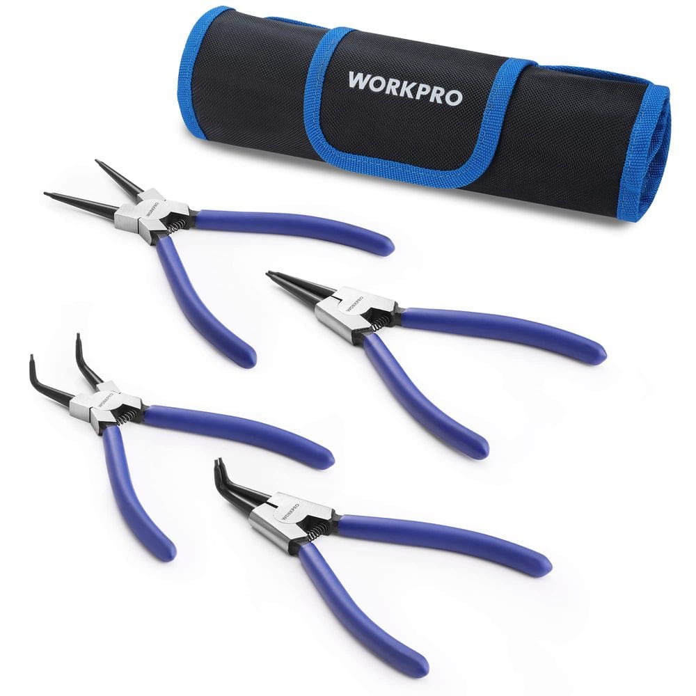 Conjunto de alicates Snap Ring WORKPRO de 4 peças de 7 polegadas com bolsa