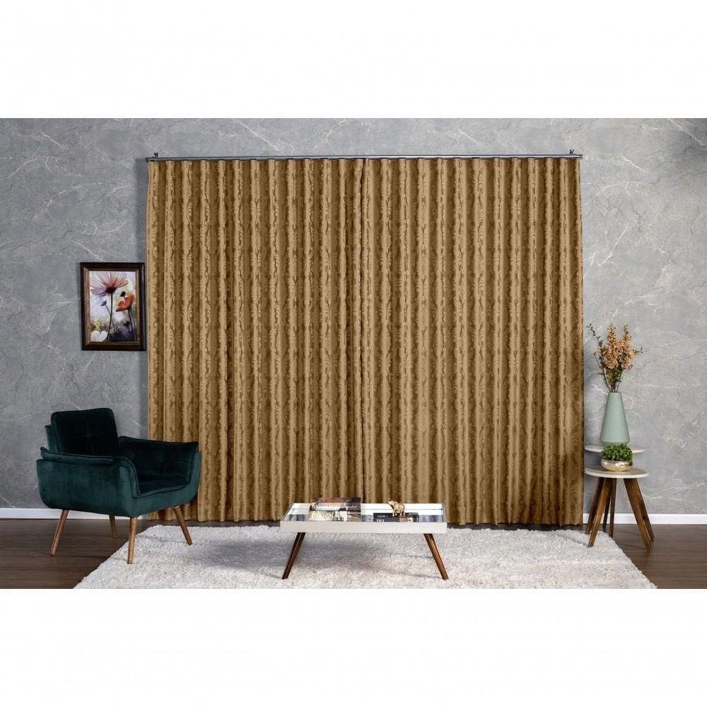 Cortina Jacquard 4,00x2,30 Para Trilho Suíço cinza