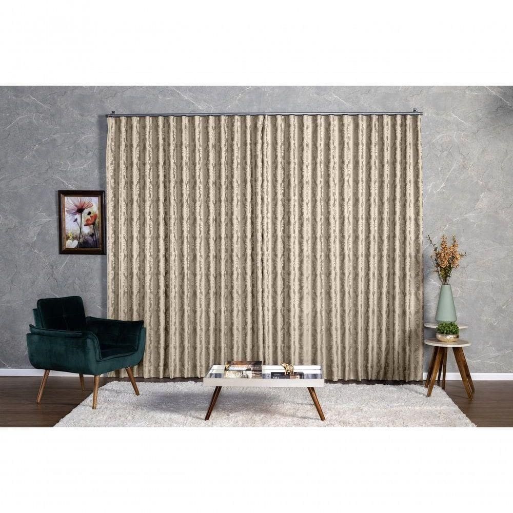 Cortina Jacquard 2,80x2,50 Para Trilho Suíço marrom-escuro