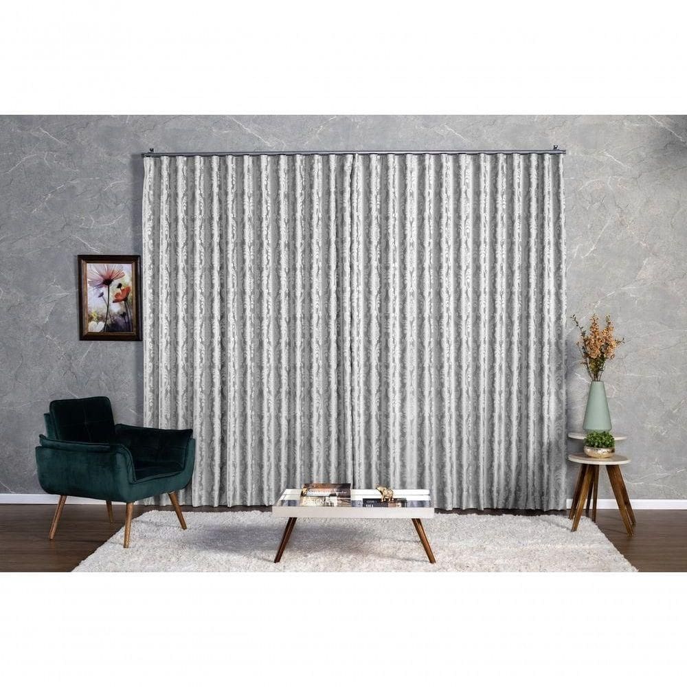 Cortina Jacquard 3,00x2,50 Para Trilho Suíço Azul Marinho