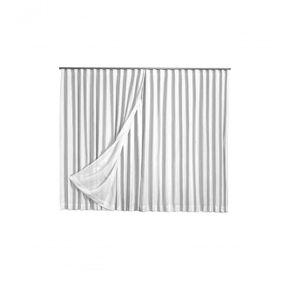 Cortina Microfibra Com Linho 6,00x2,80 Para Trilho Suíço branco