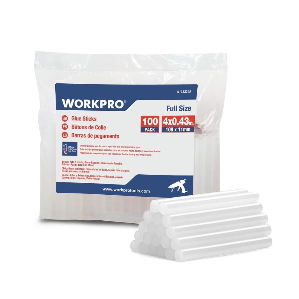 Bastões de cola quente WORKPRO em tamanho real, pacote com 100, 11x100mm