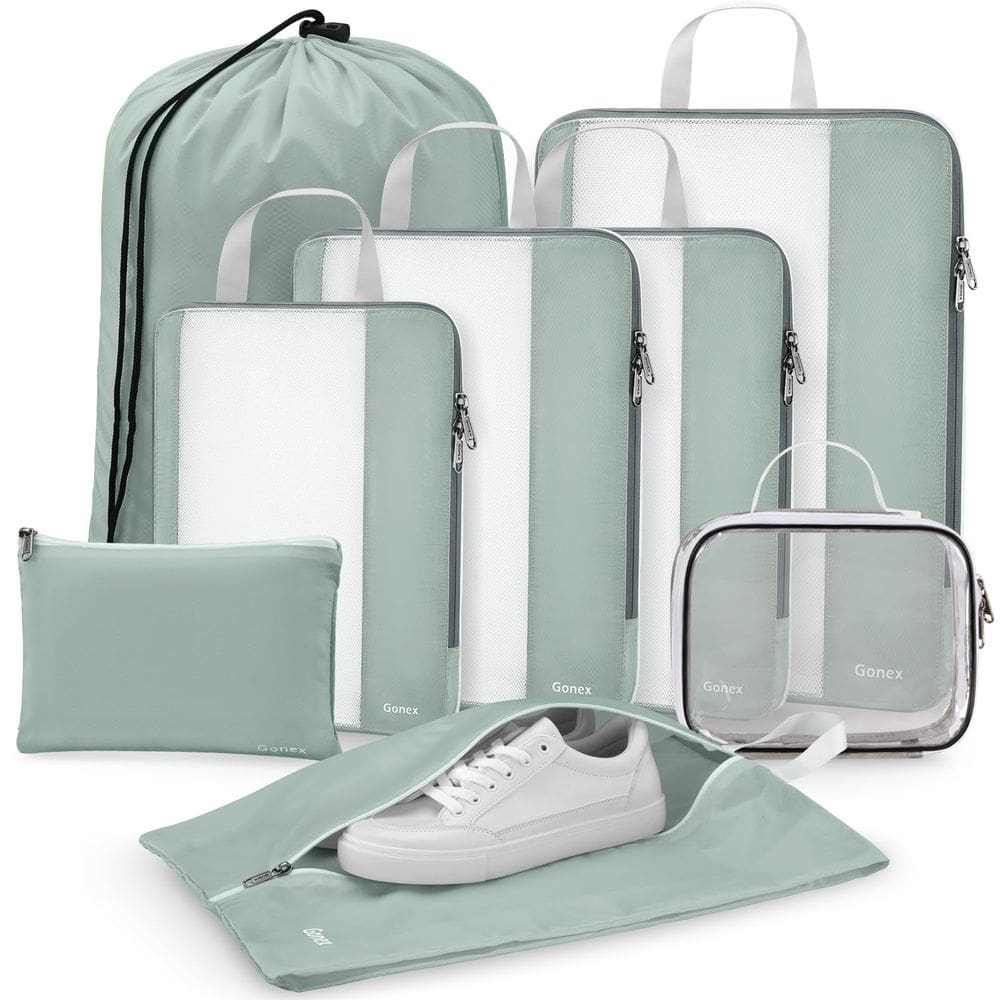 Conjunto de cubos de embalagem de compressão Gonex 8 para Travel Grey