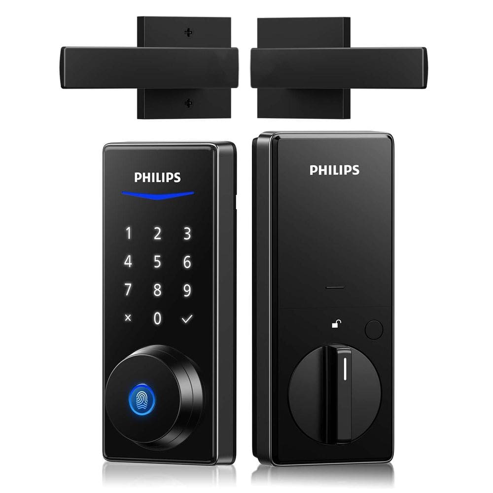 Conjunto de fechaduras de porta com impressão digital Philips 1000 Series com 2 alças