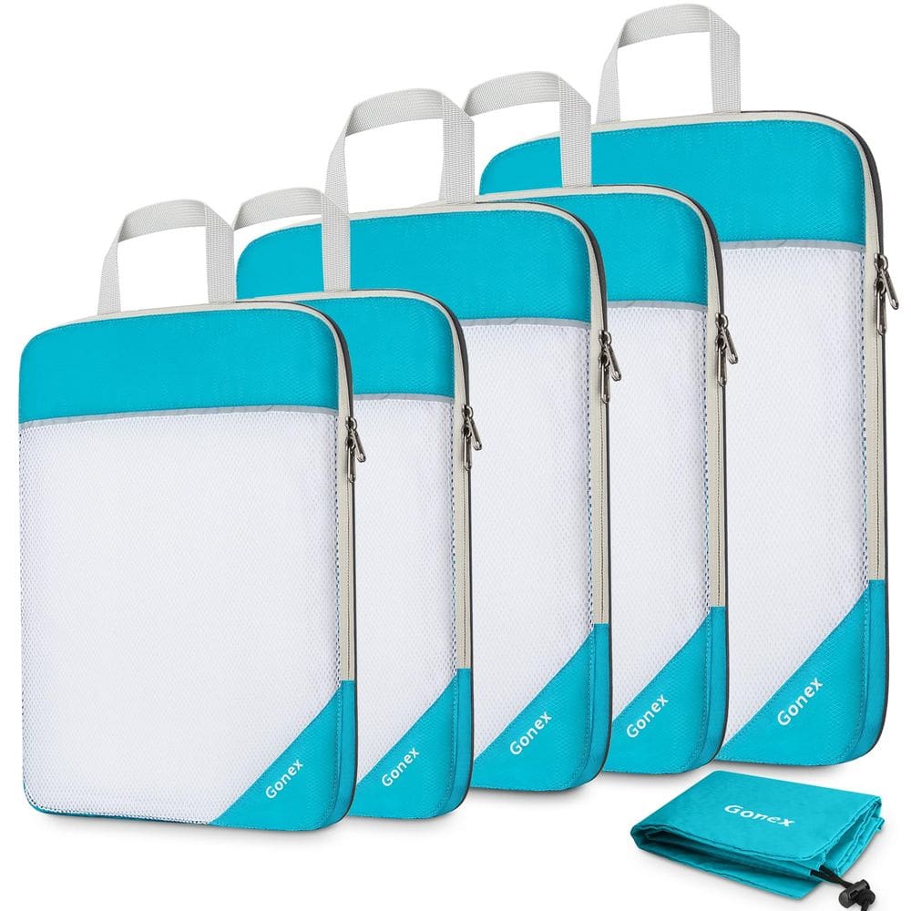 Cubos de embalagem de compressão Gonex 1L+2M+2S com saco de roupa suja azul
