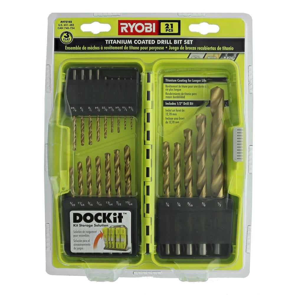 Conjunto de brocas Ryobi A972101 Titanium 21 peças com estojo