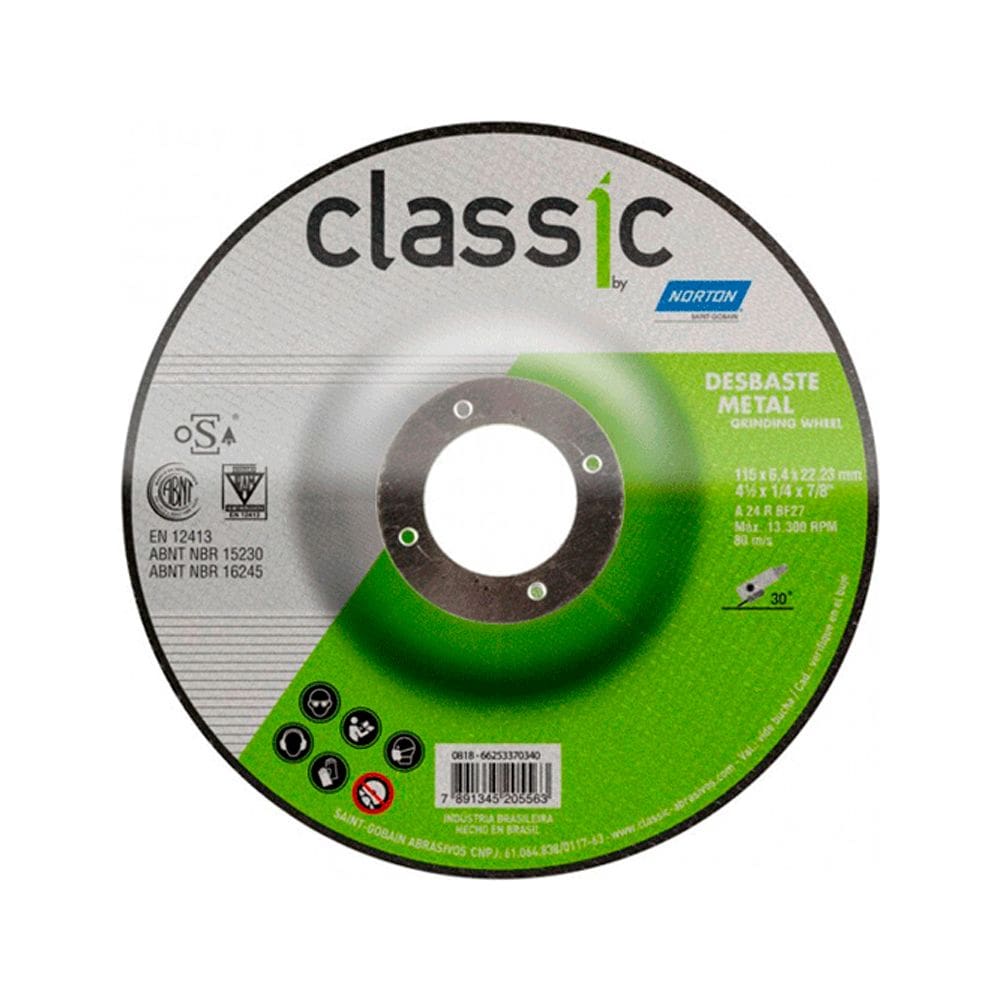 Disco para Desbaste Reforçado 4.1/2\" x 1/4 x 7/8 Classic - Norton BDA600