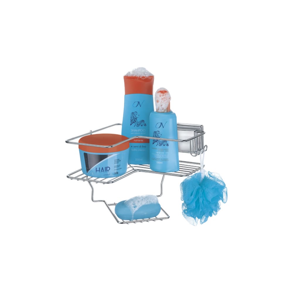 Suporte para Shampoo e Sabonete de Canto c/ Ventosa