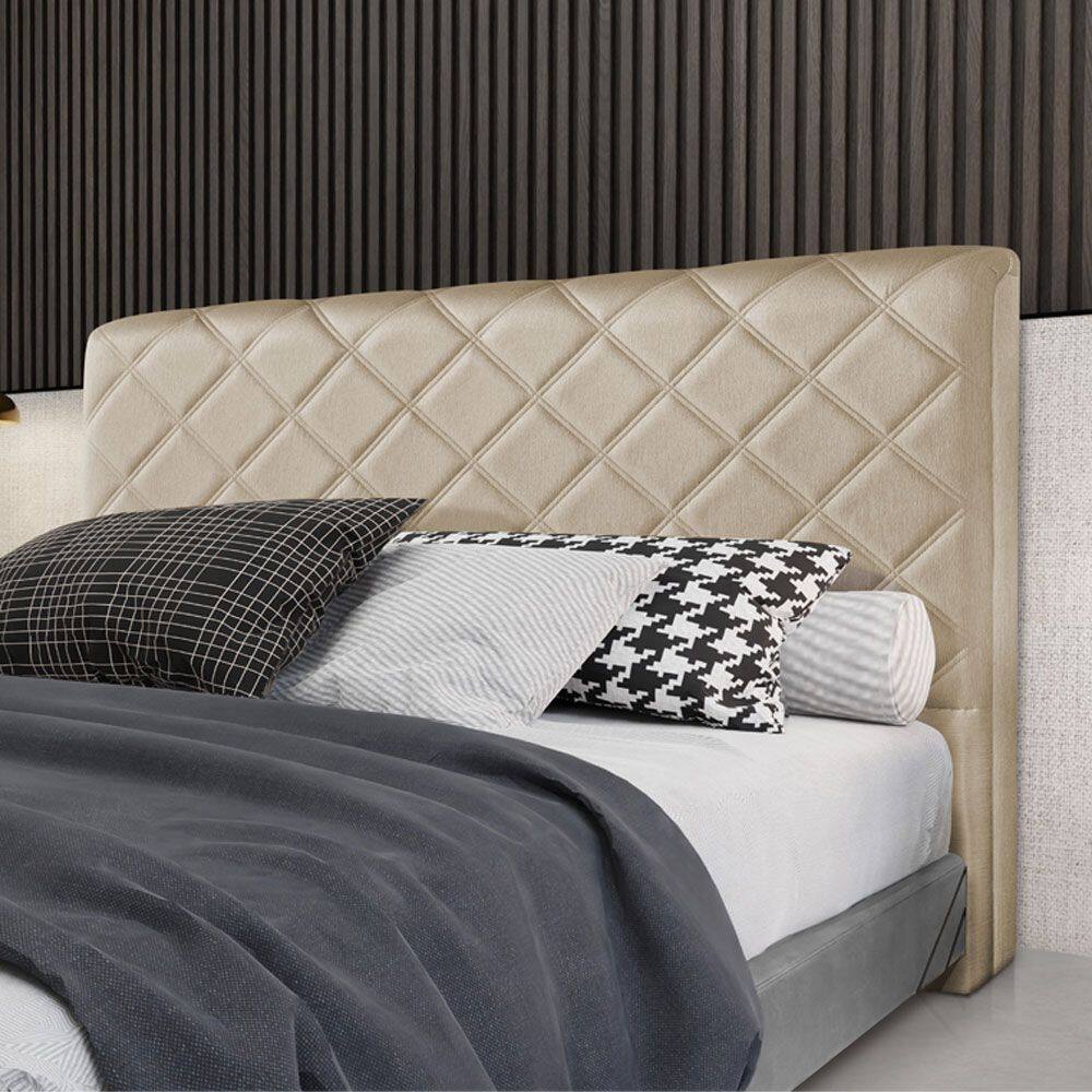 Cabeceira Cama Box King 1,93m Estofada Capri Linho Capuccino