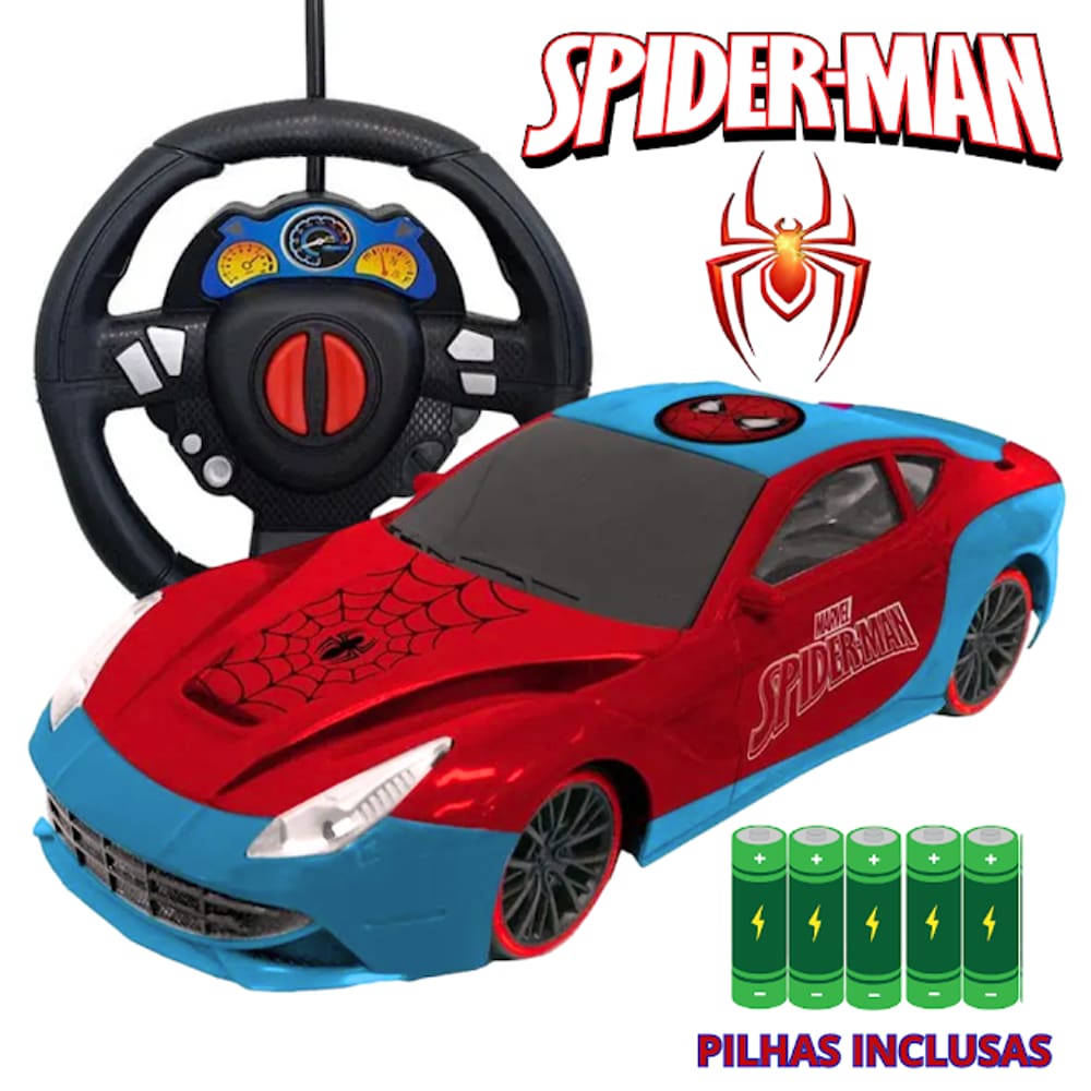 Carrinho de Controle Remoto Homem-Aranha Autoracing Controle Volante