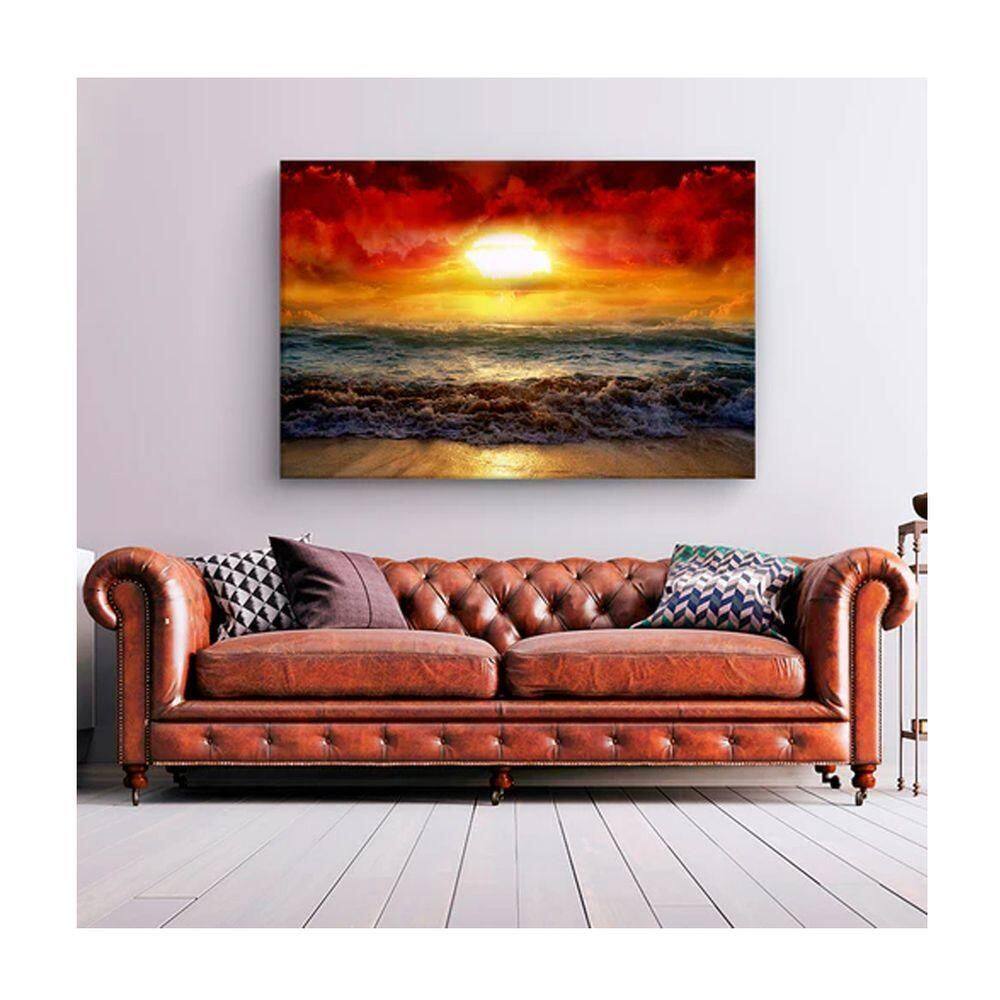 Quadro Paisagens e Natureza Beautiful Sunset C- Moldura Prata e Vidro Tamanho 120 X 80cm