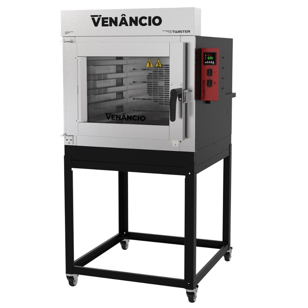 Forno Industrial Turbo Elétrico Venâncio Twister 5 Esteiras Exterior Aço Carbono Interior Inox com Cavalete Monofásico 220V FVT5E