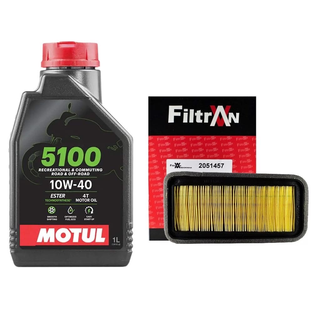 Kit Óleo Motul 5100 10W-40 4T 1L Semissintético + Filtro Ar Moto Fazer 250 2018 2019 2020 2021 2022 2023 2024 2025