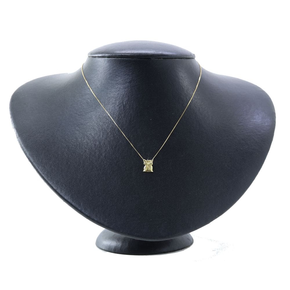 Colar Saco Da Fortuna Laço Diamante Ouro Gargantilha J24991