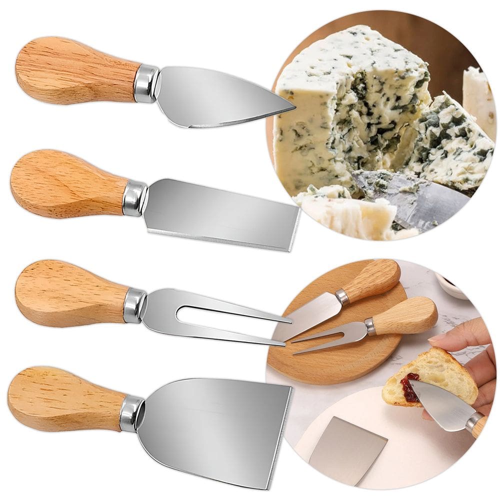 Conjunto Jogo De Utensílios Para Queijo Inox 4 Peças Gourmet