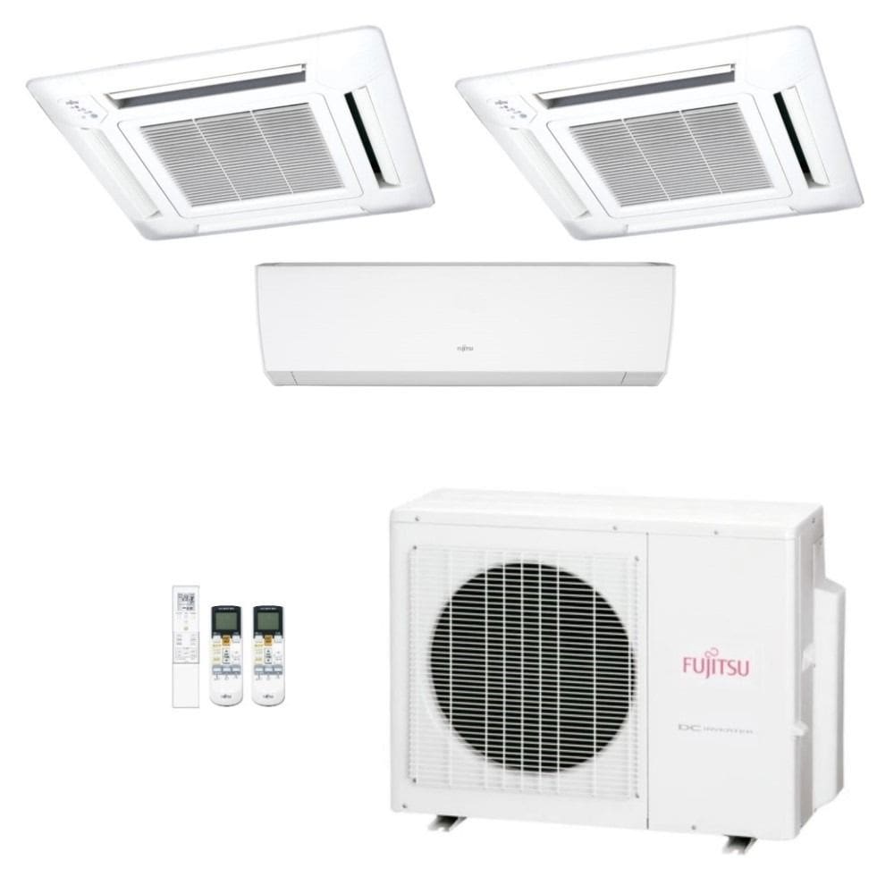 Ar-Condicionado Multi Split Inverter Fujitsu 23.000 (1x Evap HW 9.000 + 2x Evap Cassete 4 Vias 9.000) Quente/Frio 220V