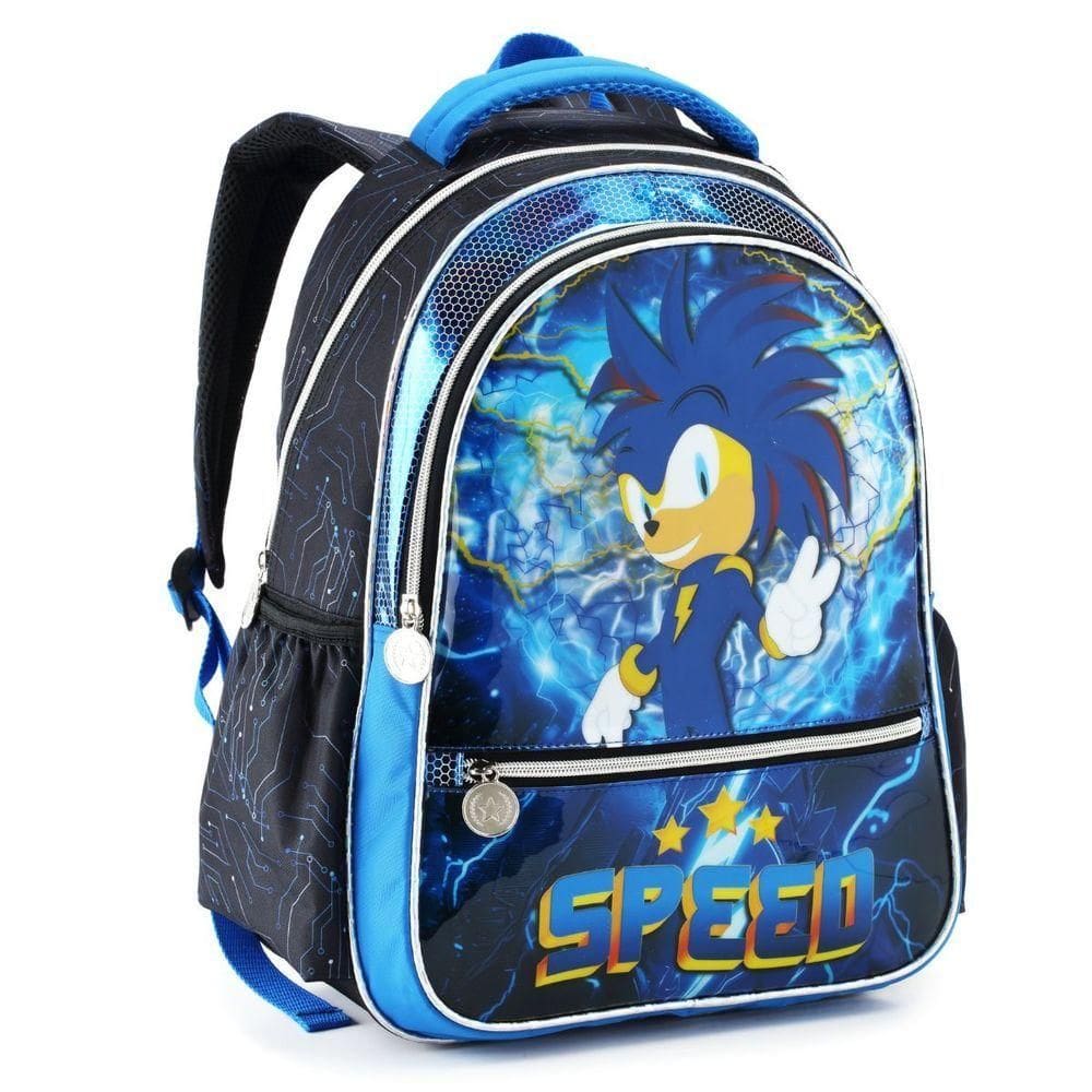 Mochila Costas Grande Escolar Infantil Sonic Shadown Game