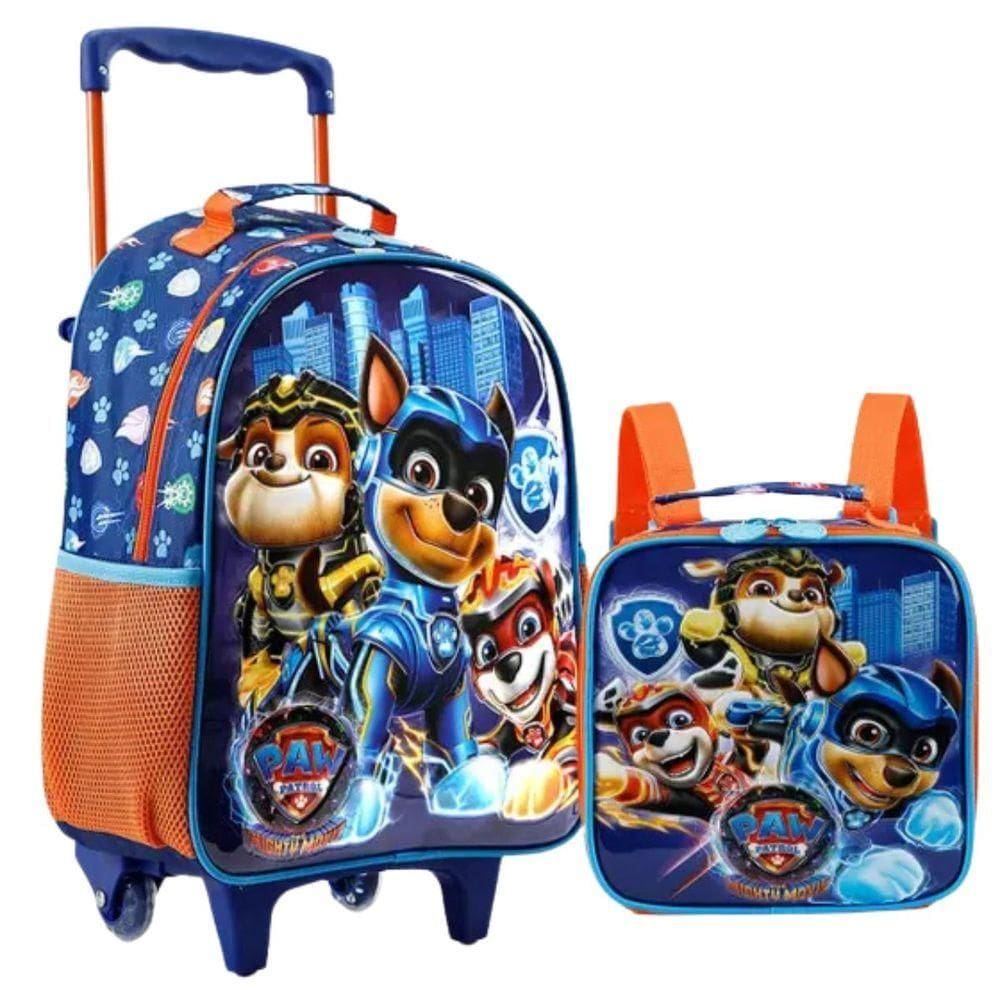 Kit Mochila Rodinhas Lancheira Patrulha Canina Infantil Escolar Xeryus