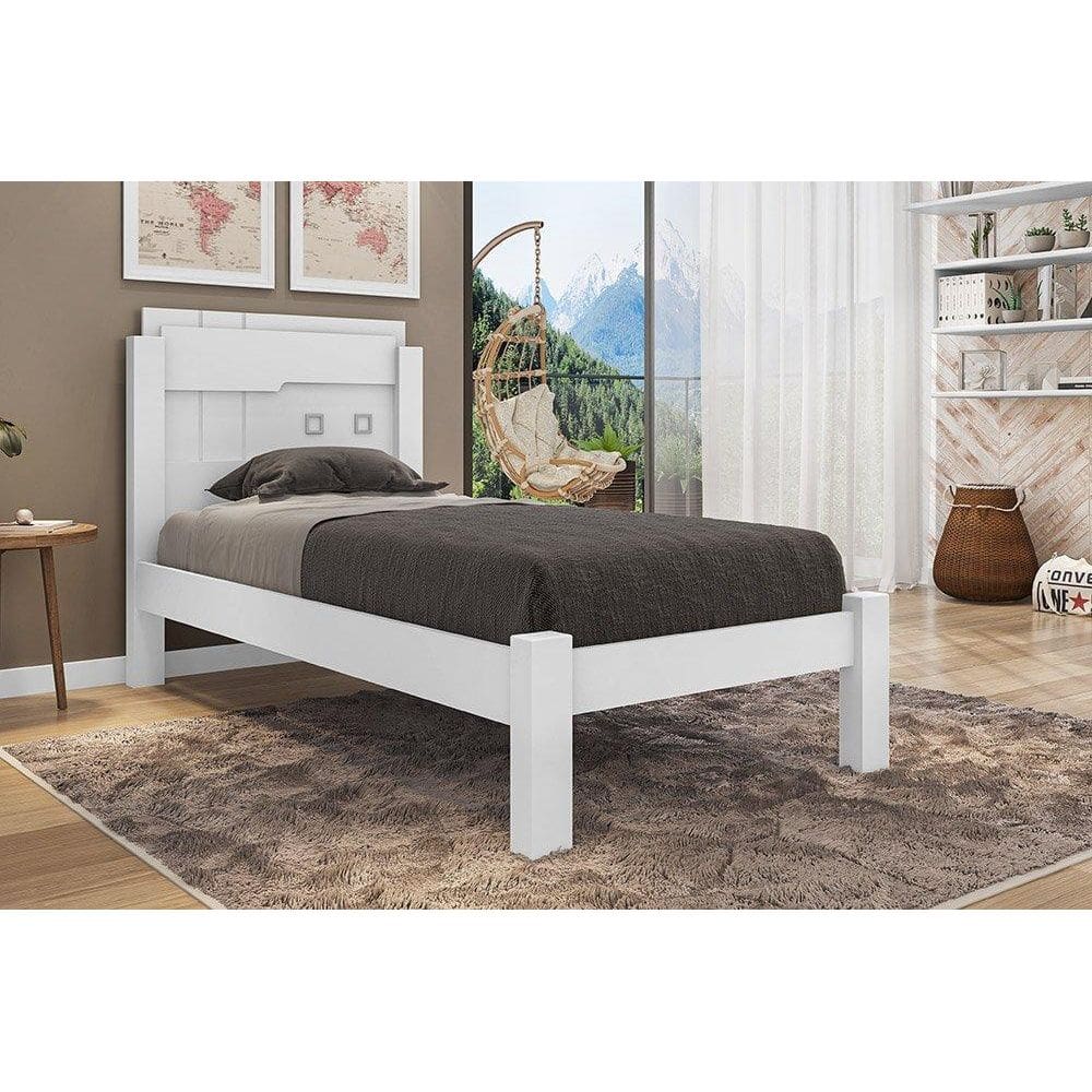 Cama Solteiro Letícia Branco