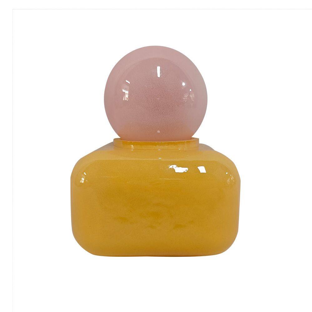 Garrafa Decorativa de Vidro Rosa e Amarelo 12,5cm BX0015 BTC