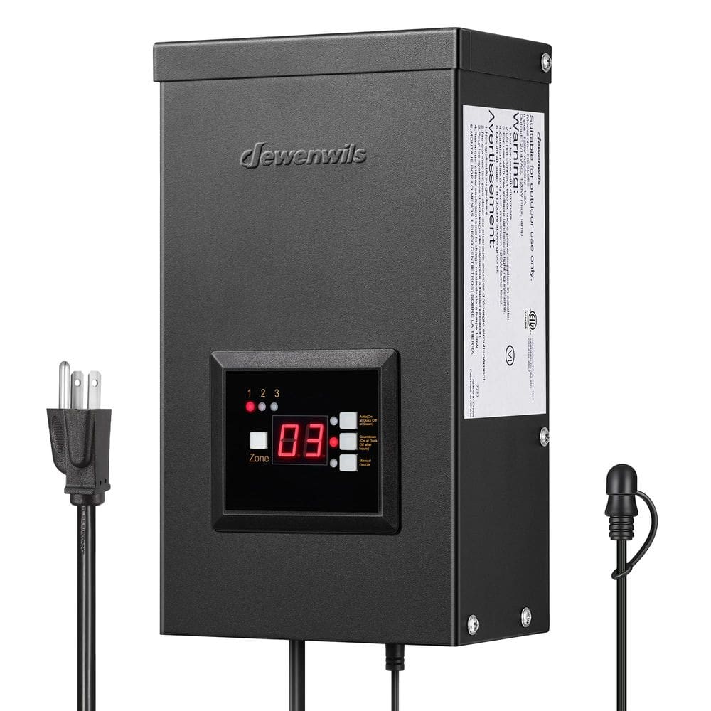 Transformador de baixa tensão DEWENWILS 300W com temporizador e fotocélula