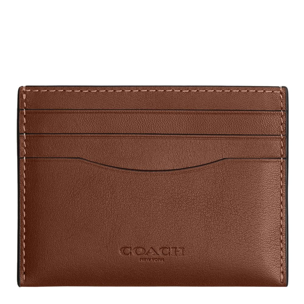 Estojo para cartões Coach Masculino Flat Redwood Natural de Couro Integral