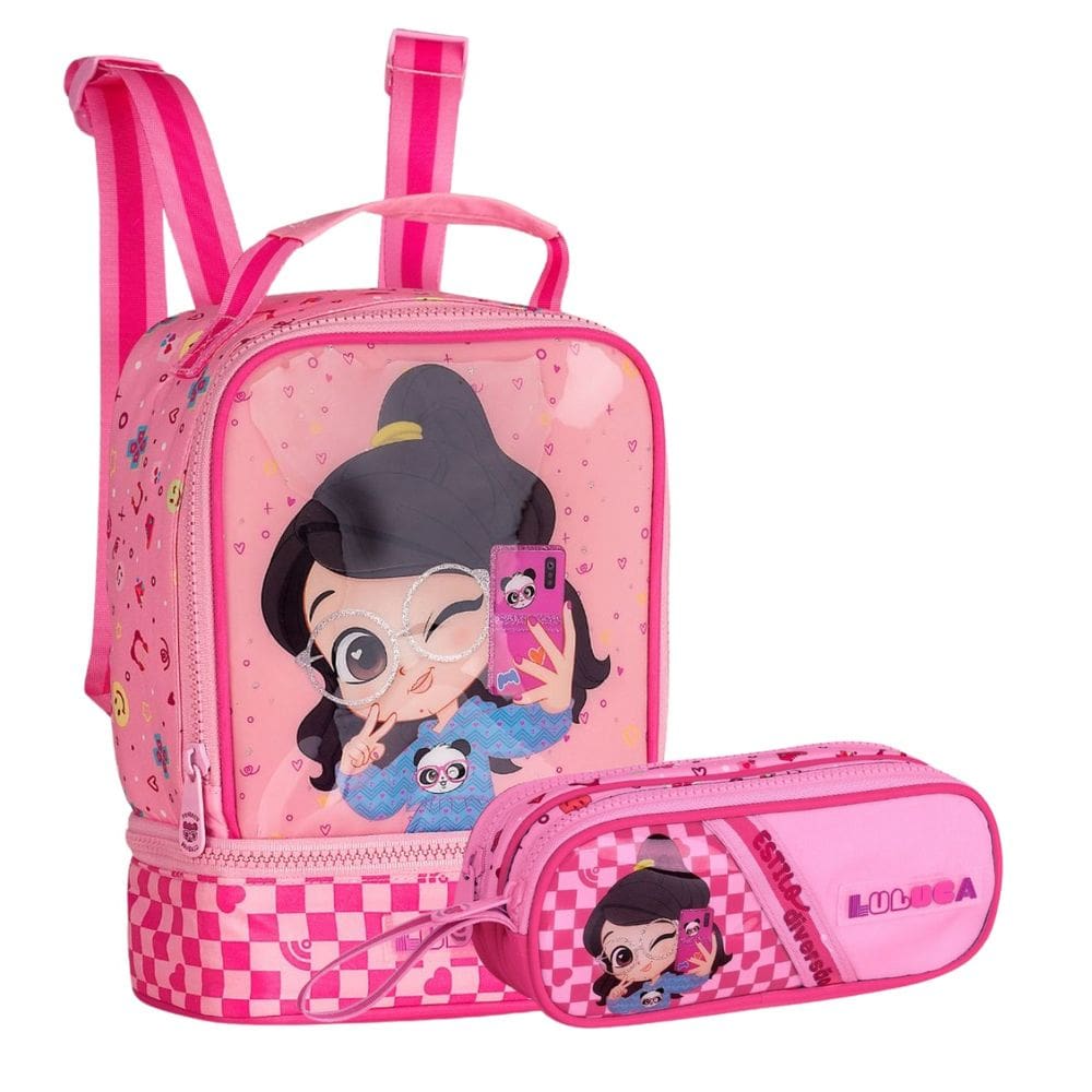 Lancheira Térmica e Estojo Duplo Luluca Infantil Meninas