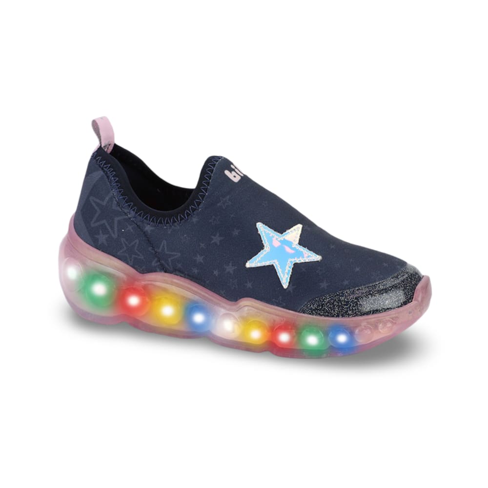 Tênis Infantil de Luz Menina Bibi Roller Celebration 3.0 Marinho Sugar de Estrela